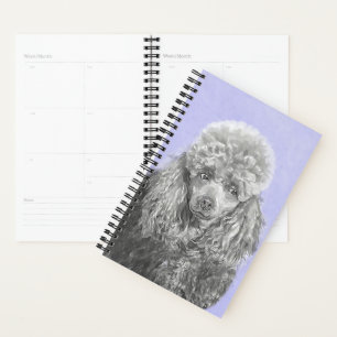 Poodle Miniature Toy Silver Grey Blue Dog Art Planner