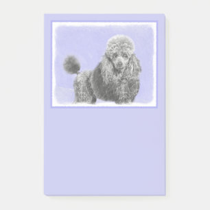Poodle Miniature Toy Silver Grey Blue Dog Art Post-it Notes