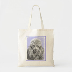 Poodle Miniature Toy Silver Grey Blue Dog Art Tote Bag