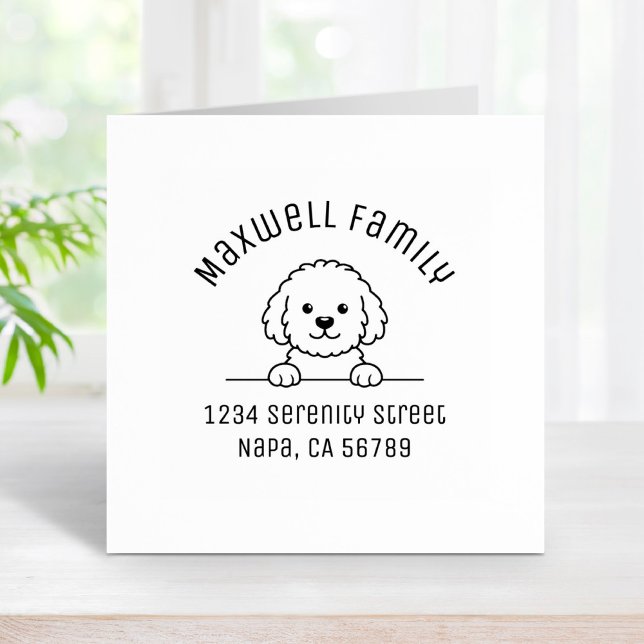 Poodle Mix Dog Doodle Pet Family Arch Address Rubber Stamp (Creator Uploaded)