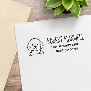 Poodle Mix Dog Doodle Pet Return Address Rubber Stamp