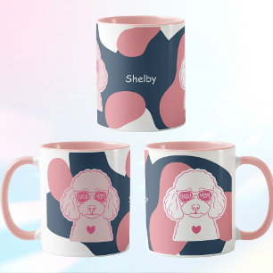 Poodle Mom Mug Custom Name Pink Dog Sunglasses