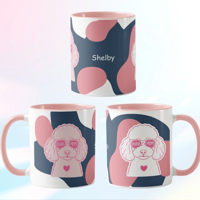 Poodle Mum Mug | Custom Name Pink Dog Sunglasses (Creator Uploaded)
