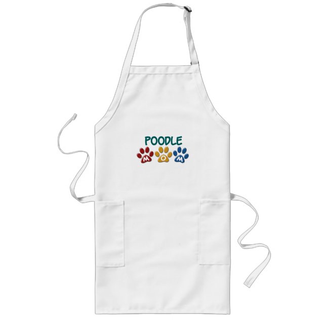 POODLE Mum Paw Print 1 Long Apron (Front)