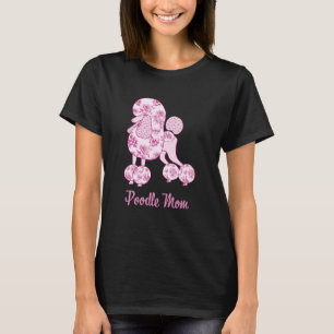 Poodle Mum Pink Floral Toile Trendy Poodle T-Shirt