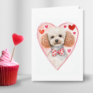Poodle Mum Valentines Day Dog Love Heart Pink Red  Holiday Card