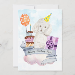Poodle on a Cloud Happy Birthday Card