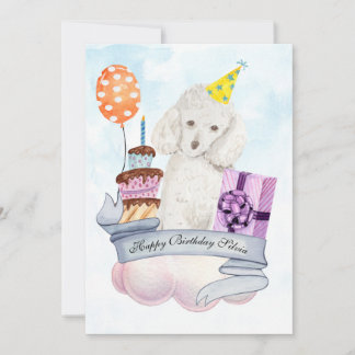Poodle on a Cloud Happy Birthday Card