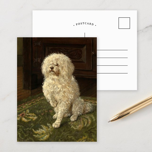 Poodle on a Green Carpet | George L. Harrison Postcard (Creator Uploaded)