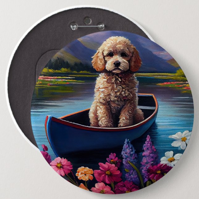 Poodle on a Paddle: A Scenic Adventure 6 Cm Round Badge (Front & Back)
