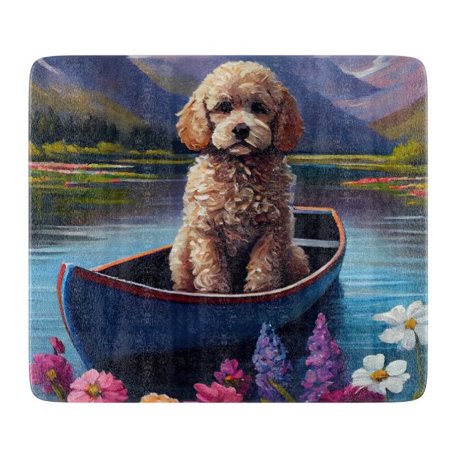 Poodle on a Paddle: A Scenic Adventure Cutting Board (Front)