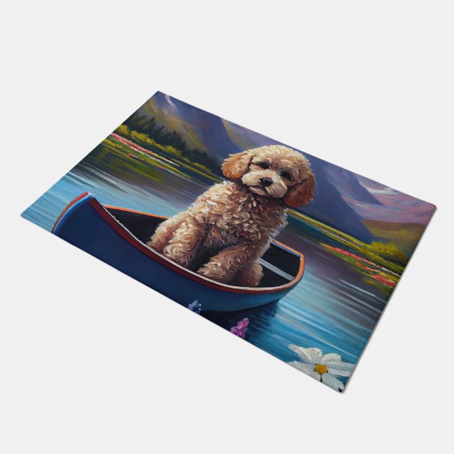 Poodle on a Paddle: A Scenic Adventure Doormat (Angled)
