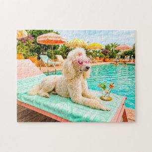 Poodle on lounge chair jigsaw puzzle