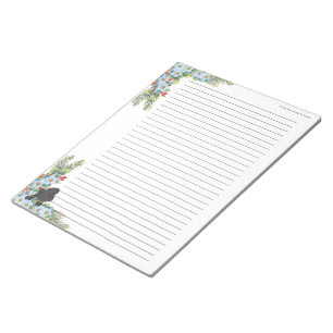 Poodle on Winter Floral [lined] Notepad