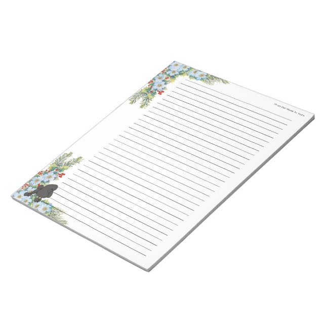 Poodle on Winter Floral [lined] Notepad (Angled)