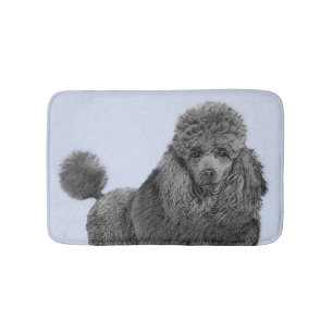 Poodle Painting Miniature Toy Black Original Art Bath Mat