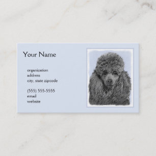 Poodle Painting Miniature Toy Black Original Art Business Card