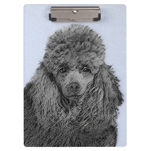 Poodle Painting Miniature Toy Black Original Art Clipboard (Front)