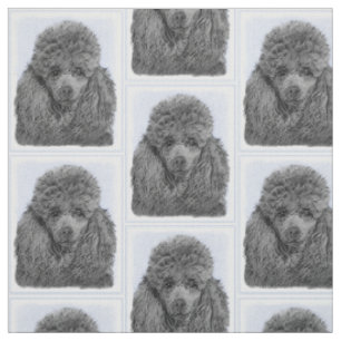 Poodle Painting Miniature Toy Black Original Art Fabric
