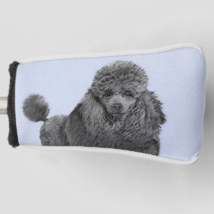 Poodle Painting Miniature Toy Black Original Art Golf Head Cover