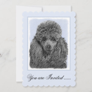 Poodle Painting Miniature Toy Black Original Art Invitation