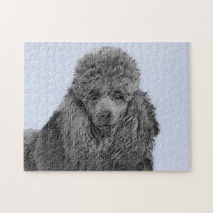 Poodle Painting Miniature Toy Black Original Art Jigsaw Puzzle