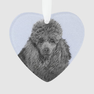 Poodle Painting Miniature Toy Black Original Art Ornament