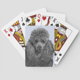 Poodle Painting Miniature Toy Black Original Art Playing Cards