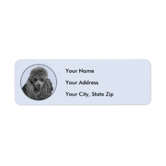 Poodle Painting Miniature Toy Black Original Art Return Address Label