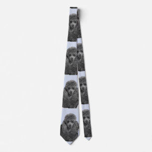 Poodle Painting Miniature Toy Black Original Art Tie