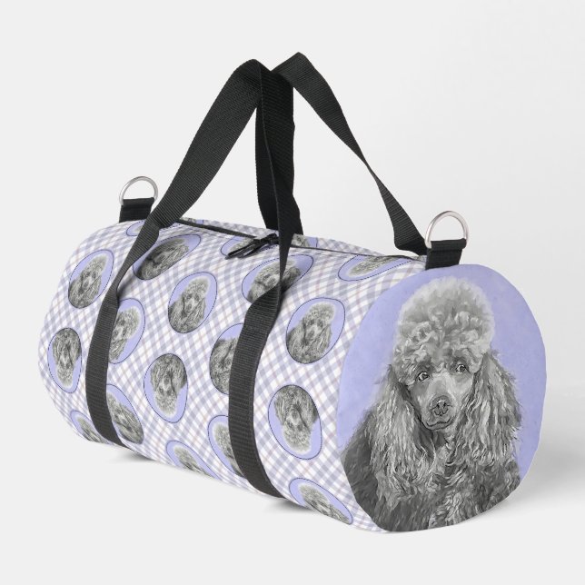 Poodle Painting Miniature Toy Silver Grey Dog Art Duffle Bag (Left Corner)
