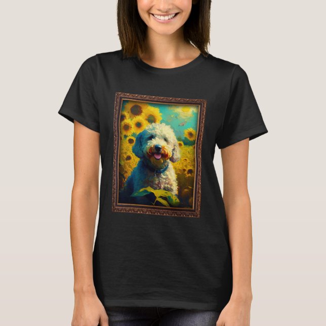 Poodle Painting Sunflower Flower Mom Women Floral  T-Shirt (Front)