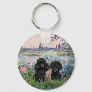 Poodle Pair (black) - By the Seine Key Ring