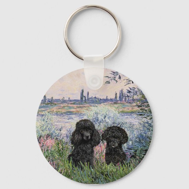 Poodle Pair (black) - By the Seine Key Ring (Front)