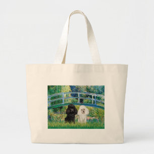 Poodle Pair (BW) - Bridge Large Tote Bag