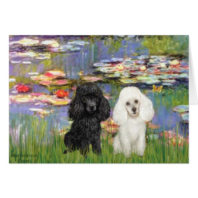 Poodle Pair (BW) - Lilies 2 (Front Horizontal)