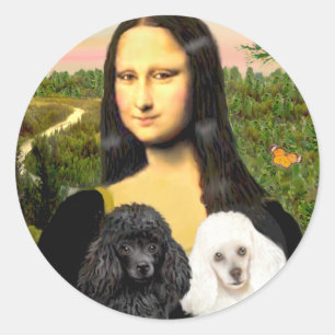 Poodle Pair (BW) - Mona Lisa Classic Round Sticker