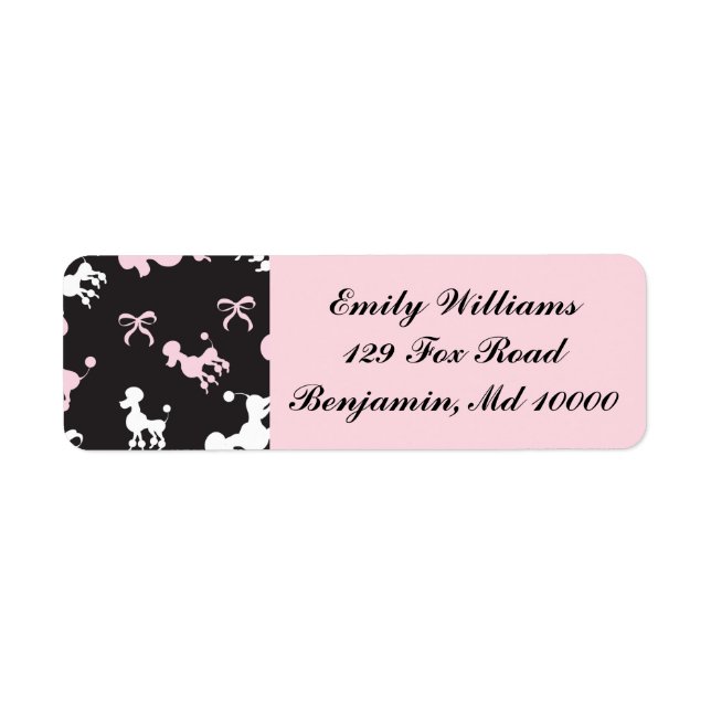 Poodle Paradise Pink and Black Return Address Label (Front)