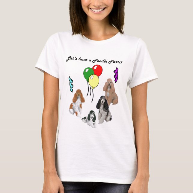 Poodle Parti on Grey T-Shirt (Front)