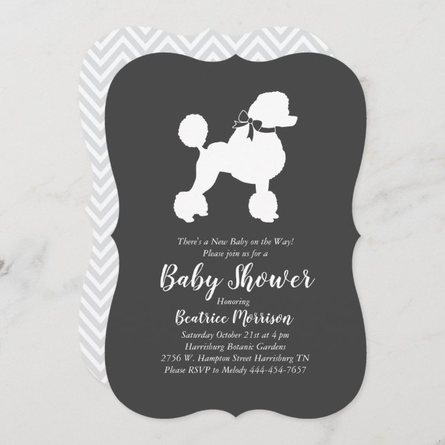 Poodle Party Baby Shower Invitation (Front/Back)