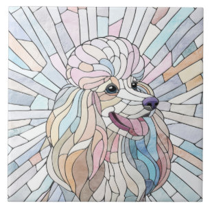Poodle - pastel mosaic art ceramic tile