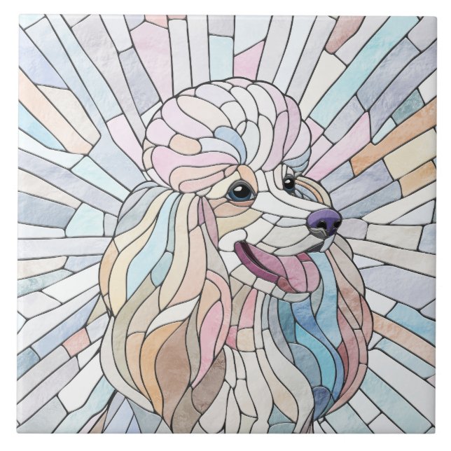 Poodle - pastel mosaic art ceramic tile (Front)