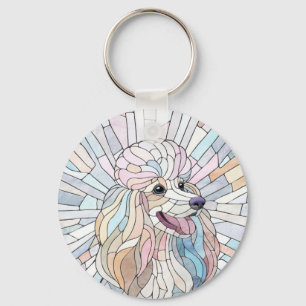 Poodle - pastel mosaic art key ring