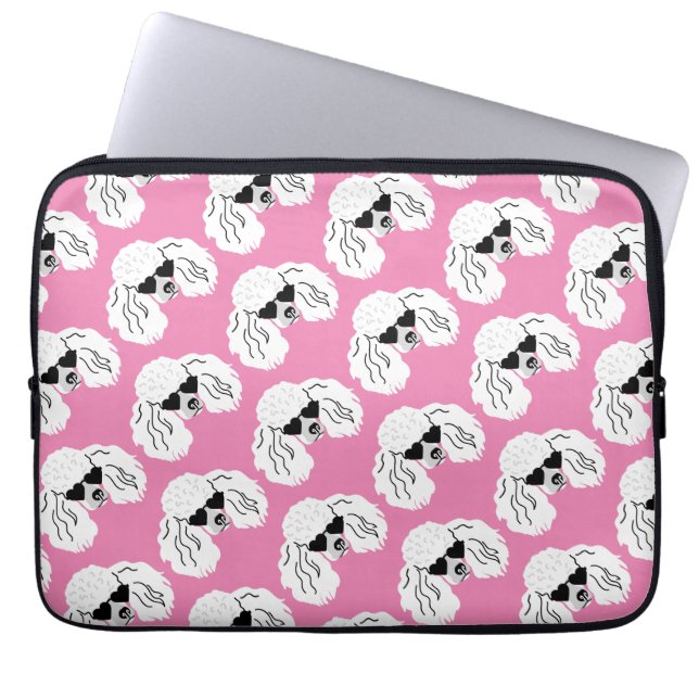 Poodle Pattern Cute Pink Laptop Sleeve (Front)