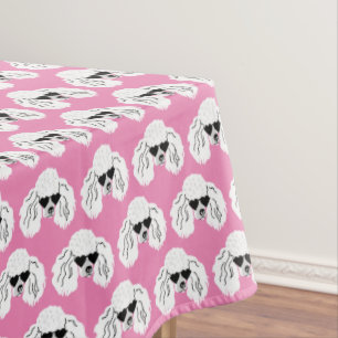 Poodle Pattern Cute Pink Tablecloth