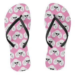 Poodle Pattern Cute Pink Thongs