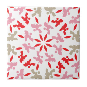 Poodle Pattern Illustration customisable Ceramic Tile