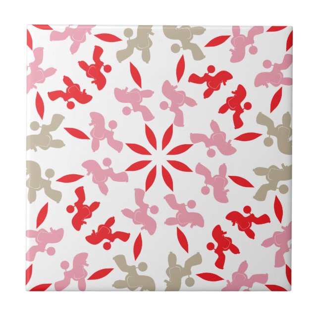 Poodle Pattern Illustration customisable  Ceramic Tile (Front)