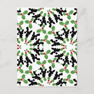 Poodle Pattern Illustration customisable  Holiday Postcard