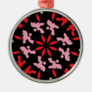 Poodle Pattern Illustration customisable Metal Ornament